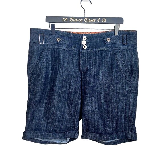 Boom Boom Denim Bermuda Shorts With Button-Up Front & Pockets 16W - Picture 2 of 4
